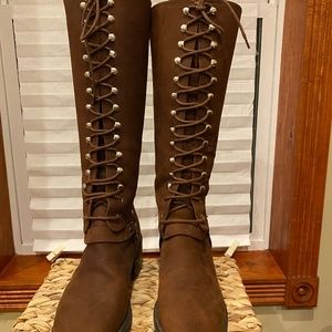 Brown Suede Lace Boots - Womens Size 9